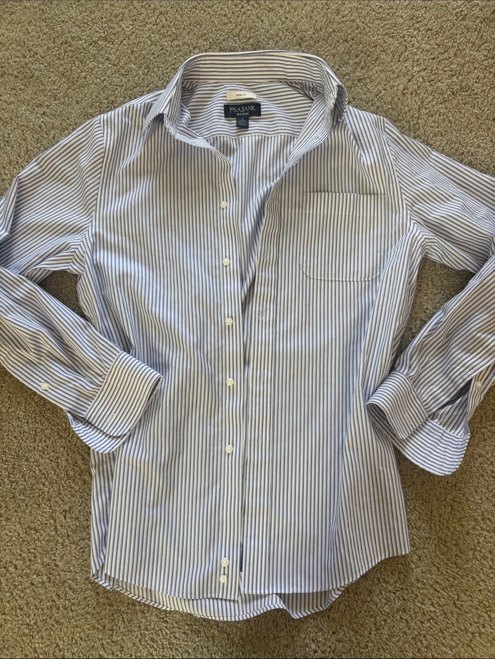 Jos. A. Bank Blue and White Striped Dress Shirt